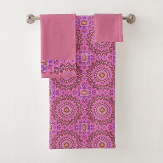 Retro Modern Intricate Mosaic Tile Pattern Bath Towel Set
