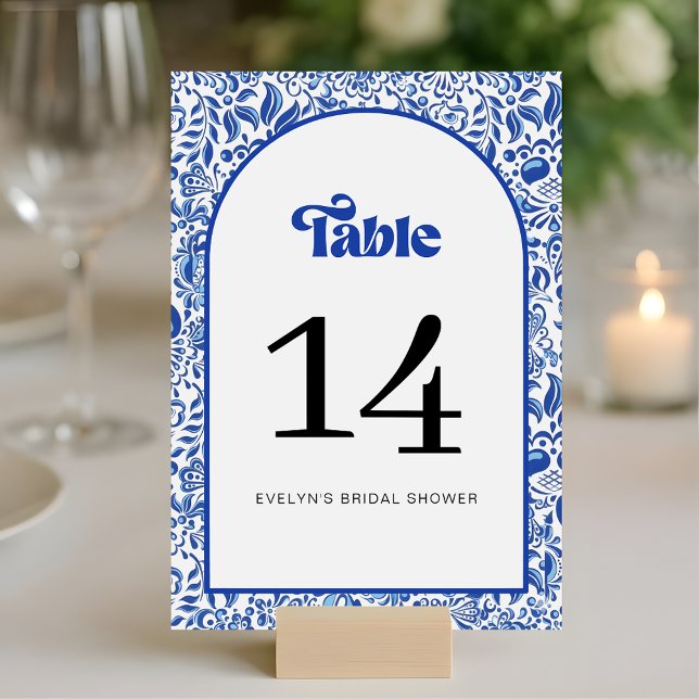 Retro Modern Italian Bridal Shower Table Number (Creator Uploaded)