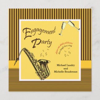 Retro Modern Jazz Engagement Party Invitation