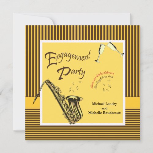 Retro Modern Jazz Engagement Party Invitation