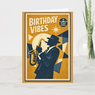 Retro Modern Jazz Saxophone Birthday Card for men