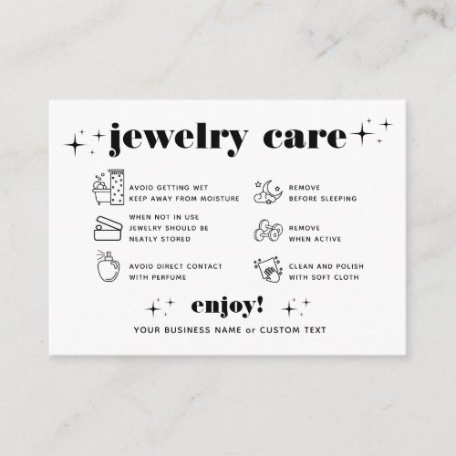 Retro Modern Jewelry Care Chic Thank You Business Enclosure Card