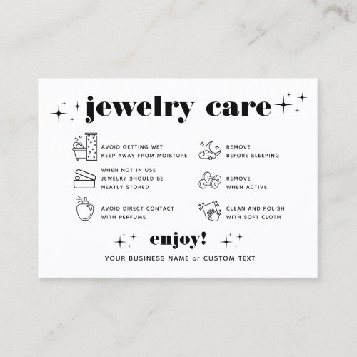 Retro Modern Jewelry Care Thank You Company Logo Business Card
