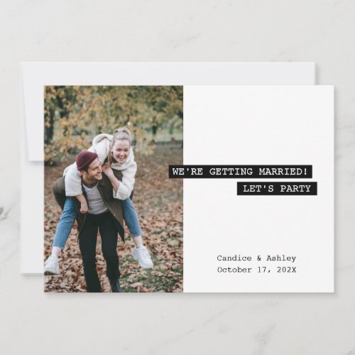 Retro Modern Label Maker Save the Date Photo Fun Invitation