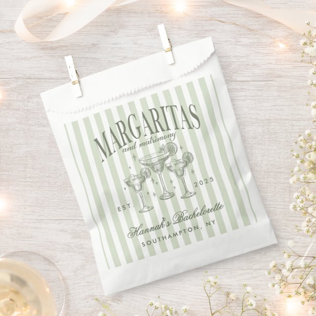 Retro Modern Margaritas and Matrimony Striped Bach Favor Bag (Clipped)