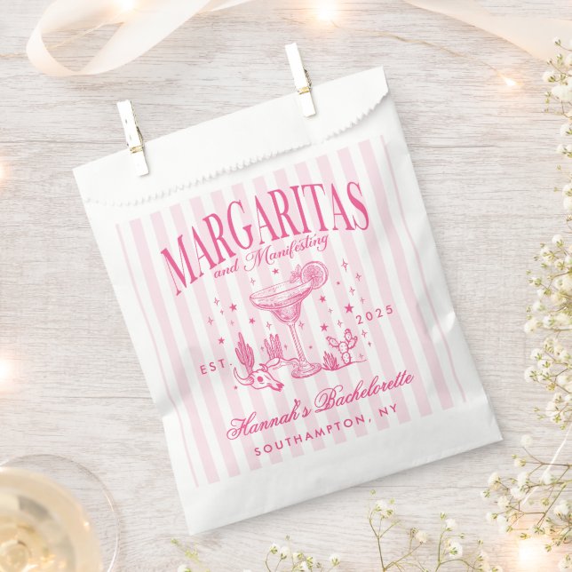 Retro Modern Margaritas and Matrimony Striped Bach Favor Bag (Clipped)