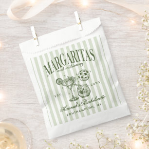 Retro Modern Margaritas and Matrimony Striped Bach Favor Bag
