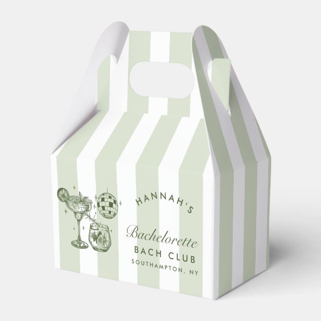 Retro Modern Margaritas and Matrimony Striped Bach Favor Boxes (Front Side)