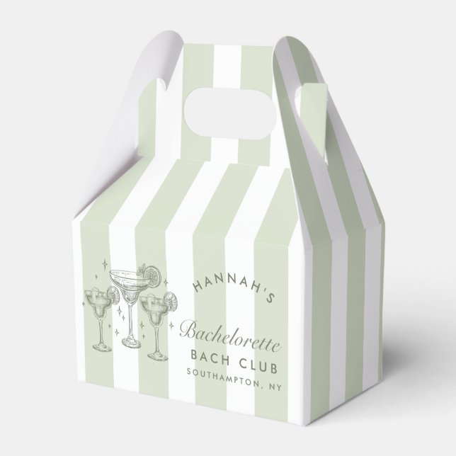 Retro Modern Margaritas and Matrimony Striped Bach Favor Boxes (Front Side)