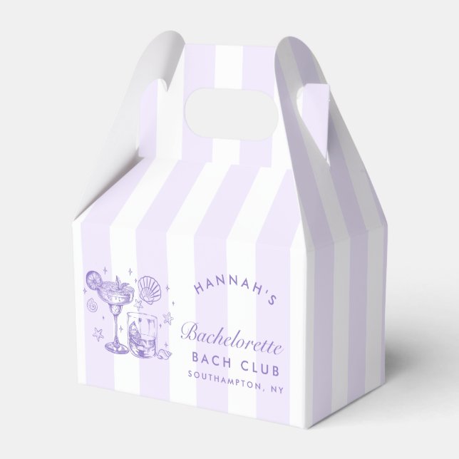 Retro Modern Margaritas and Matrimony Striped Bach Favor Boxes (Front Side)