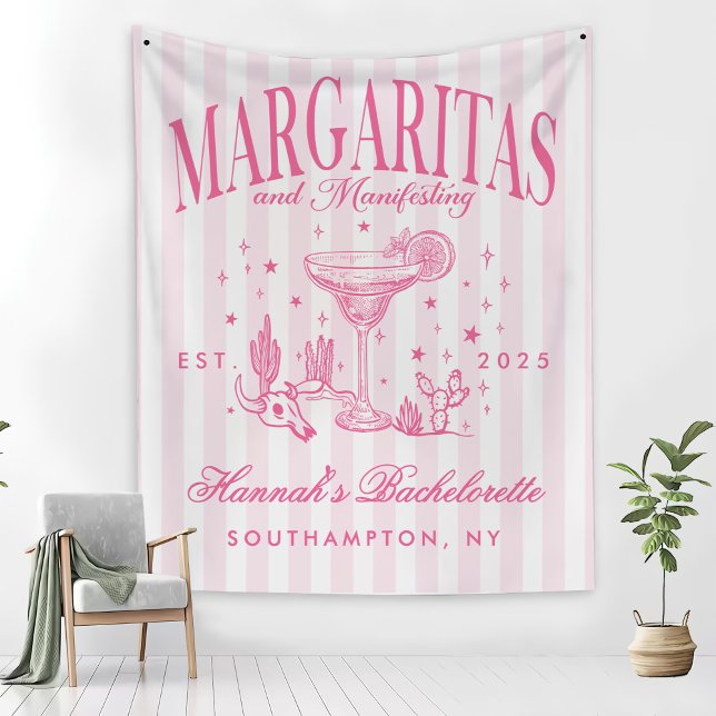 Retro Modern Margaritas and Matrimony Striped Bach Fleece Blanket (Creator Uploaded)