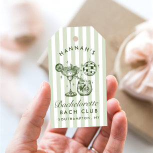 Retro Modern Margaritas and Matrimony Striped Bach Gift Tags