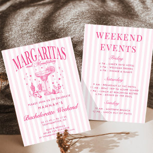 Retro Modern Margaritas and Matrimony Striped Bach Invitation