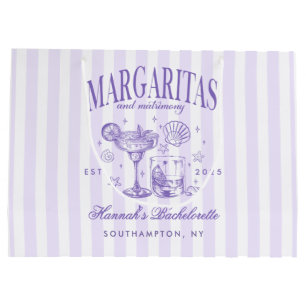 Retro Modern Margaritas and Matrimony Striped Bach Large Gift Bag
