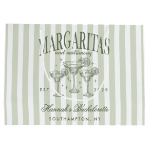 Retro Modern Margaritas and Matrimony Striped Bach Large Gift Bag