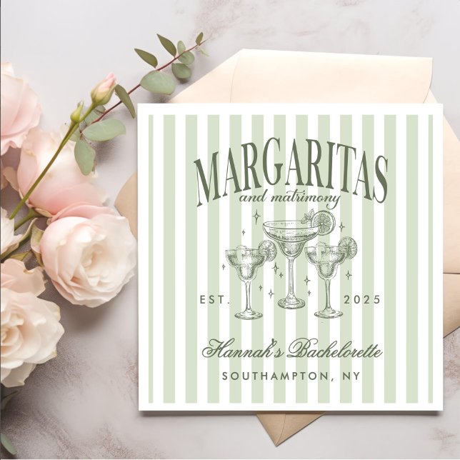 Retro Modern Margaritas and Matrimony Striped Bach Napkins (Creator Uploaded)