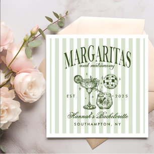 Retro Modern Margaritas and Matrimony Striped Bach Napkins
