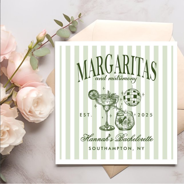 Retro Modern Margaritas and Matrimony Striped Bach Napkins (Creator Uploaded)