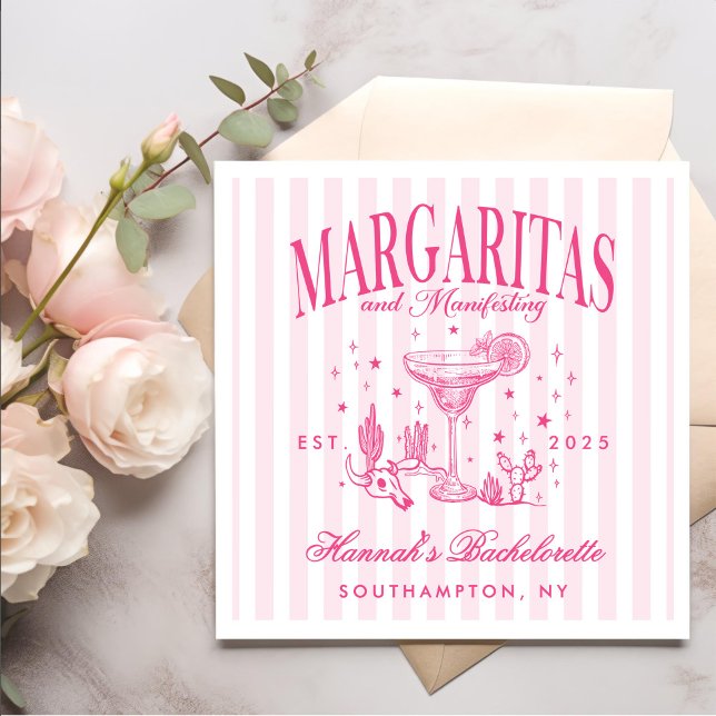 Retro Modern Margaritas and Matrimony Striped Bach Napkins (Creator Uploaded)