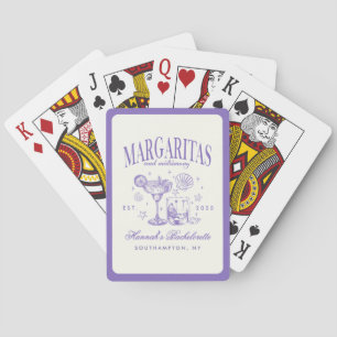 Retro Modern Margaritas and Matrimony Striped Bach Poker Cards