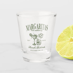 Retro Modern Margaritas and Matrimony Striped Bach Shot Glass