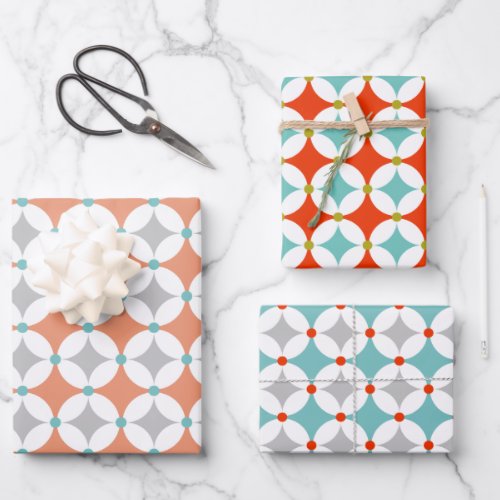Retro Modern Mid Century Geo Shapes Pattern Wrappi Wrapping Paper Sheets