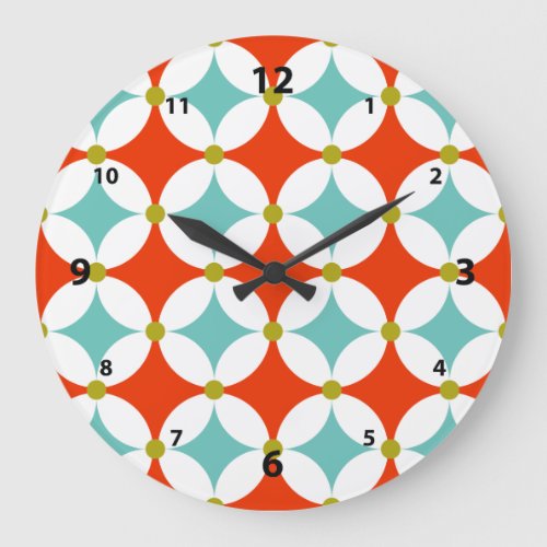 Retro Modern Mid Century Geometric Colorful Large Clock