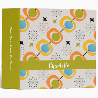 Retro Modern Mid Century Starburst Pattern 3 Ring Binder