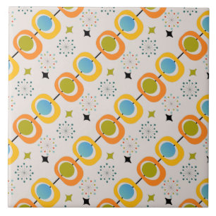 Retro Modern Mid Century Starburst Pattern Ceramic Tile