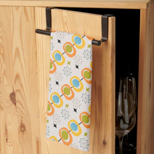 Retro Modern Mid Century Starburst Pattern Kitchen Towel