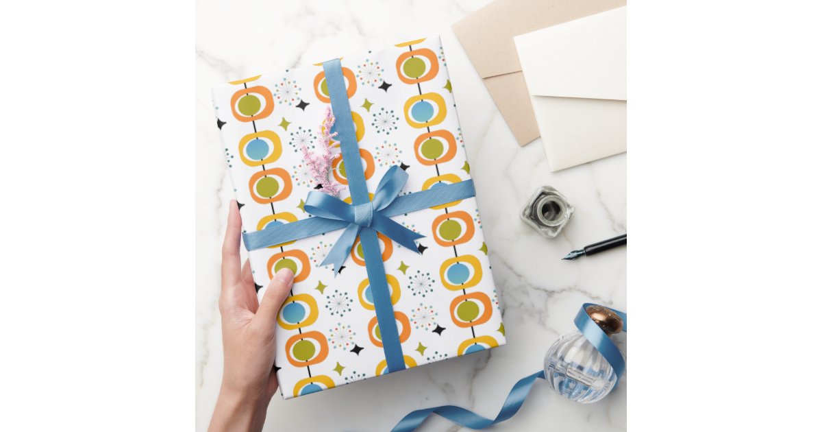 Retro Modern Mid Century Starburst Pattern Wrapping Paper | Zazzle