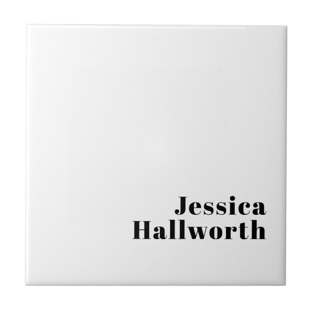 Retro Modern Minimal Name or Business Template Ceramic Tile (Front)