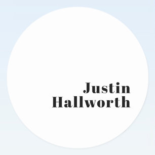 Retro Modern Minimal Name or Business Template Classic Round Sticker