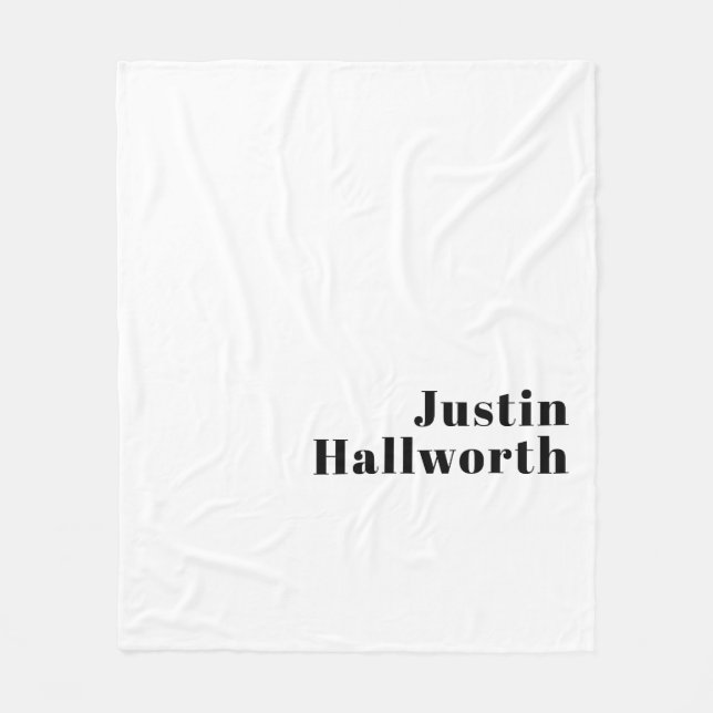 Retro Modern Minimal Name or Business Template Fleece Blanket (Front)