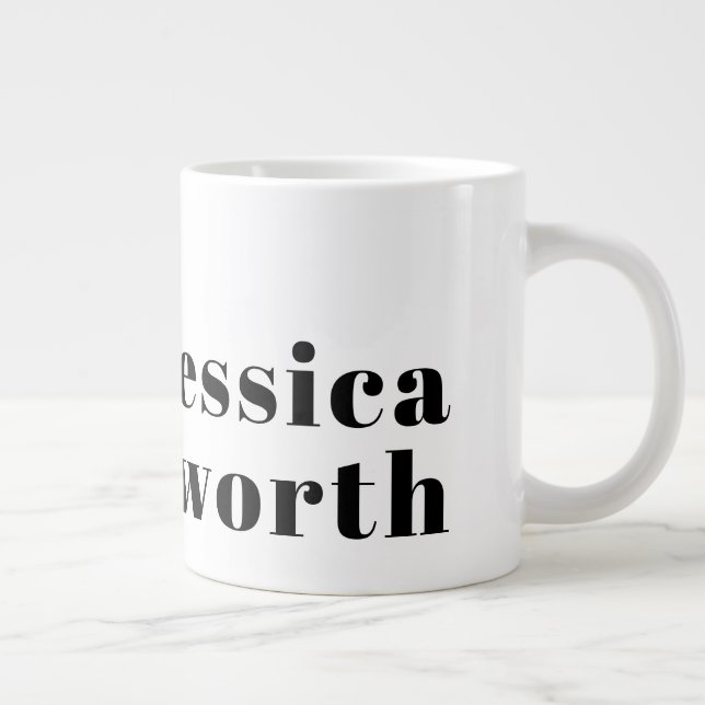 Retro Modern Minimal Name or Business Template Giant Coffee Mug (Right)