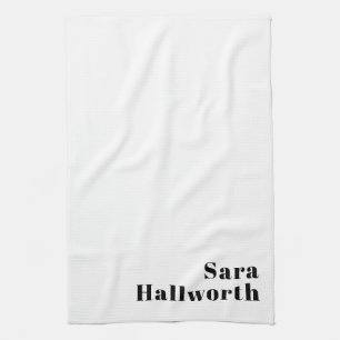 Retro Modern Minimal Name or Business Template Kitchen Towel