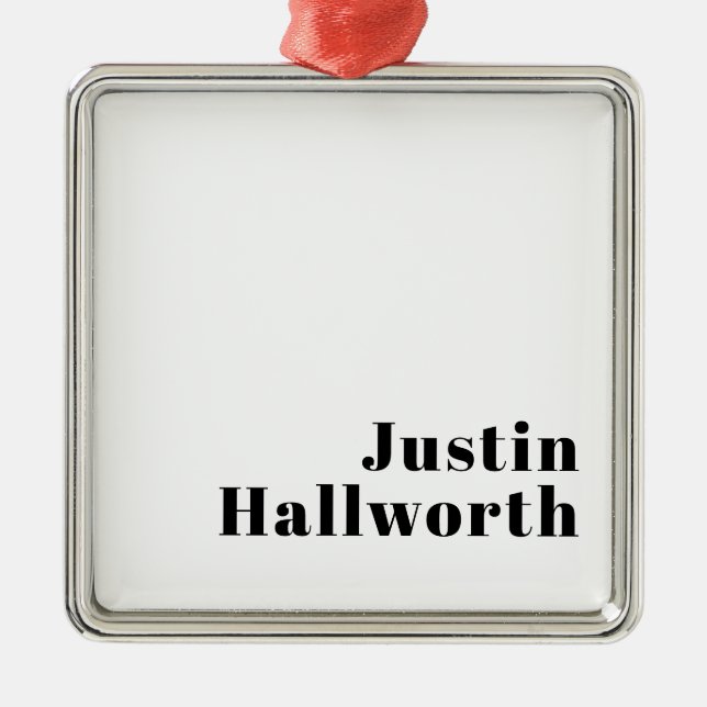 Retro Modern Minimal Name or Business Template Metal Ornament (Front)