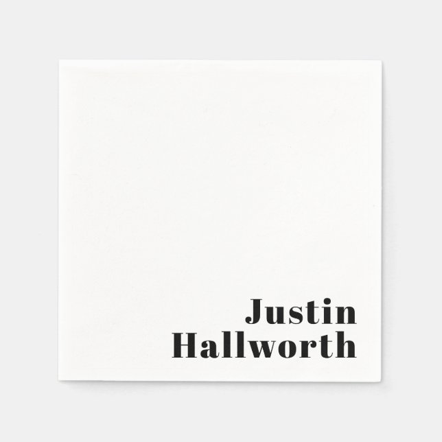 Retro Modern Minimal Name or Business Template Napkins (Front)