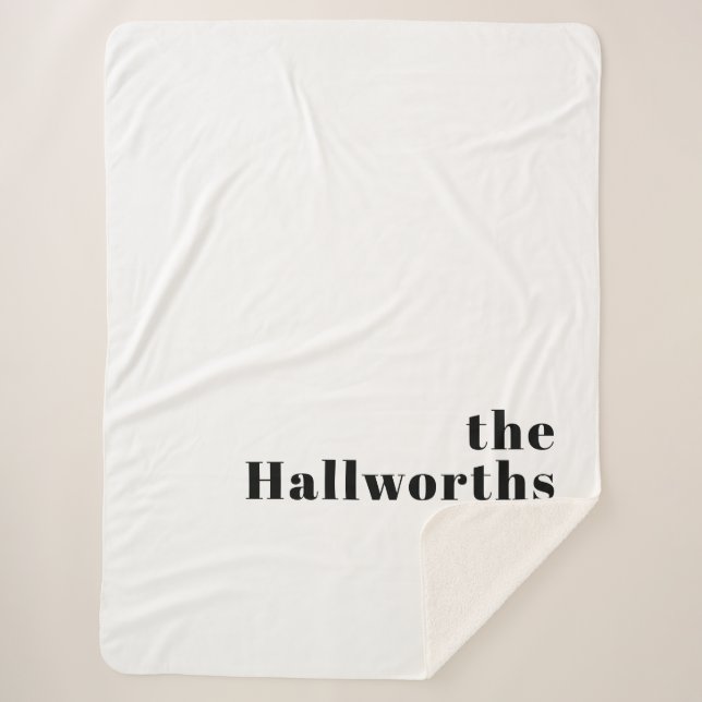Retro Modern Minimal Name or Business Template Sherpa Blanket (Front)