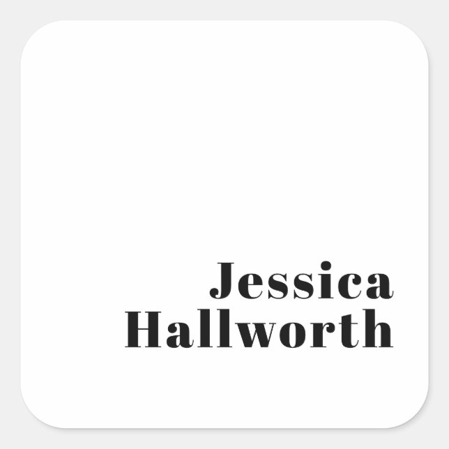 Retro Modern Minimal Name or Business Template Square Sticker (Front)