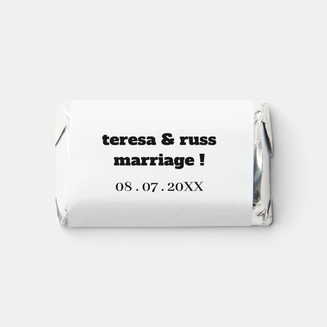 Retro Modern Minimal Wedding Mini Chocolate Hershey's Miniatures (Front)