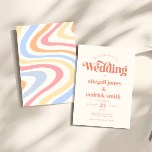 Retro Modern Minimalist Pastel Summer Wedding Invitation