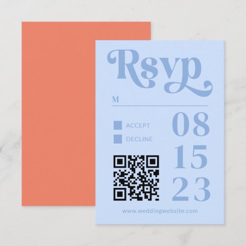 Retro Modern Minimalist Peach and Blue Wedding