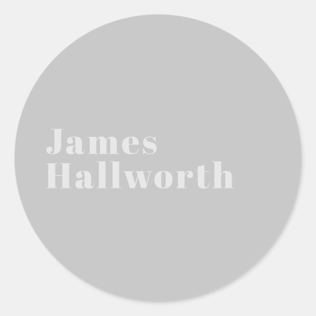 Retro Modern Minimalistic Name (or other text) Classic Round Sticker (Front)