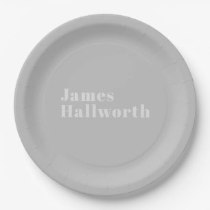 Retro Modern Minimalistic Name (or other text) Paper Plates