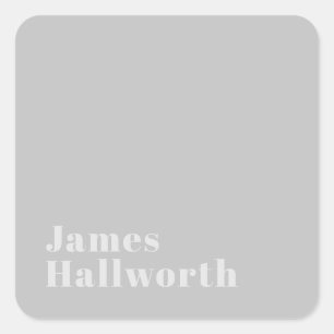 Retro Modern Minimalistic Name (or other text) Square Sticker