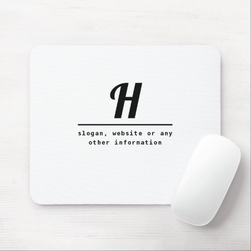 Retro_modern Monogram  Business or other Info Mouse Pad