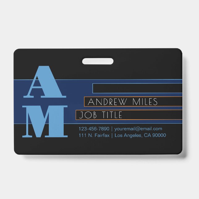 Retro-modern Monogram & Editable Shapes & Colors Badge (Front)