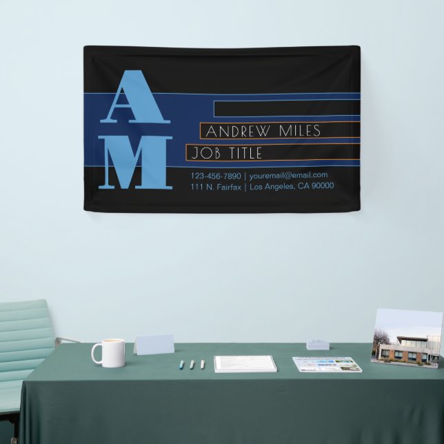 Retro-modern Monogram & Editable Shapes & Colors Banner (Tradeshow)