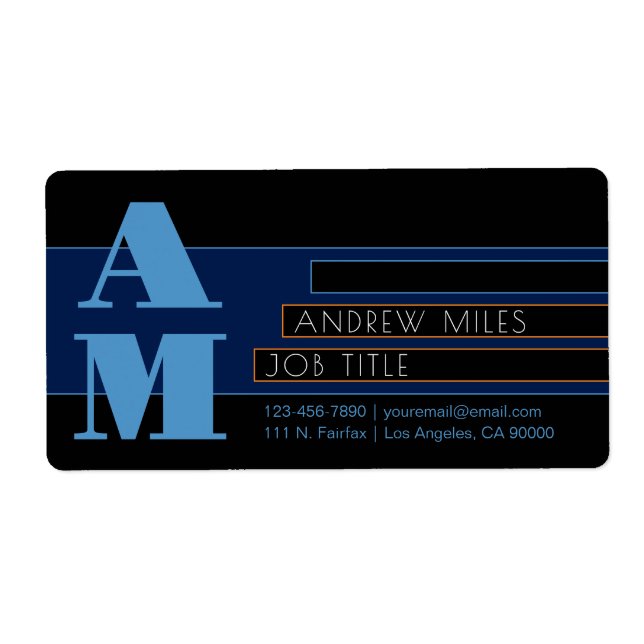 Retro-modern Monogram & Editable Shapes & Colors Label (Front)